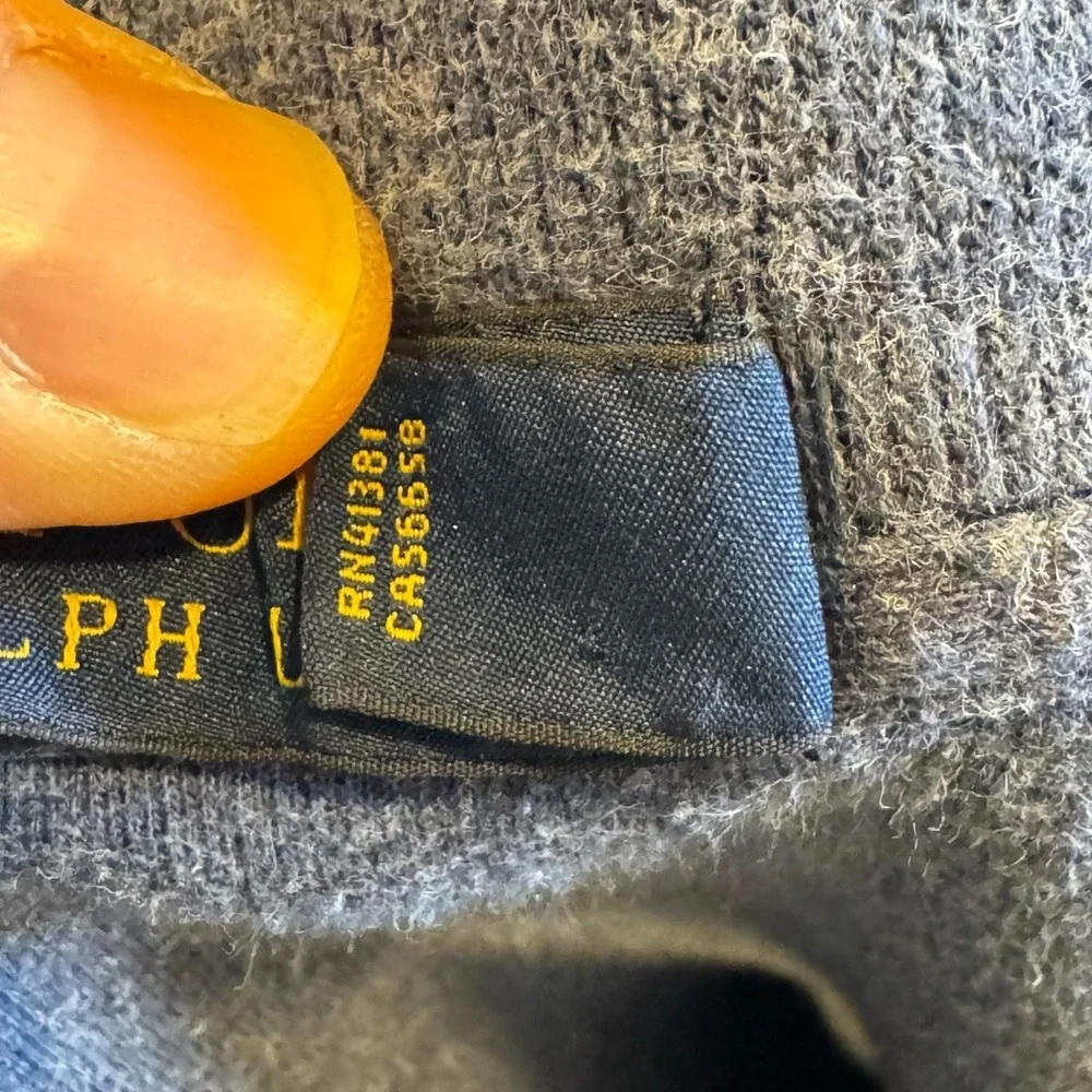 Ralph Lauren Polo Mens Blue‎ Heathered Quarter Zip Pullover Sweater L G